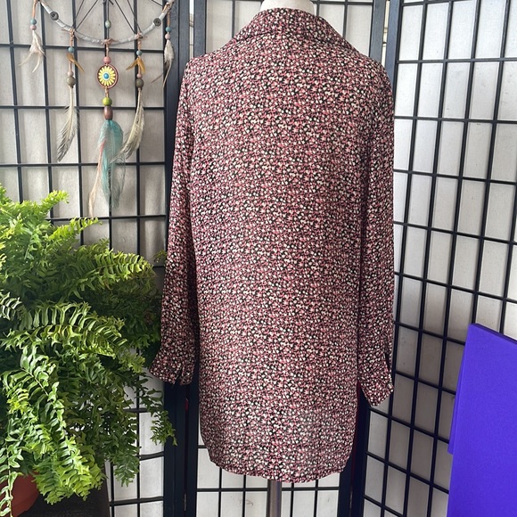 Sheer Print Button Down Blouse - Picture 5 of 7